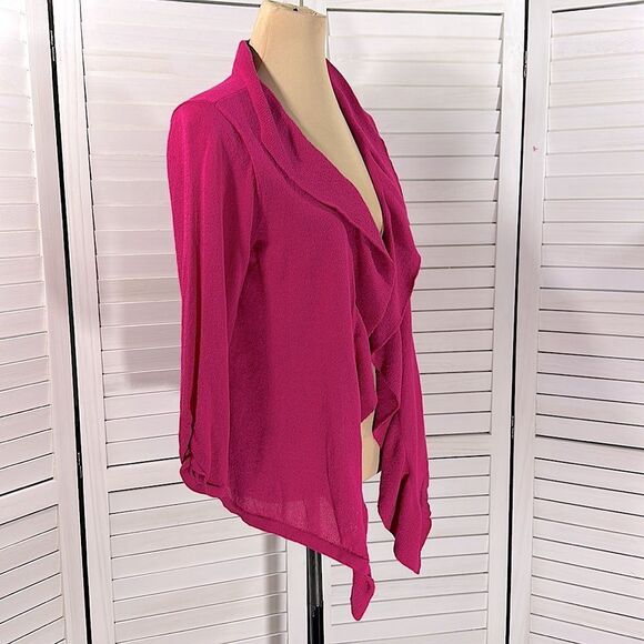 Chico’s Cardigan Size 1 (8) Medium Fuchsia Pink Open Front - Picture 5 of 13